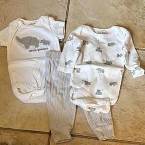 Organic Cotton Elephant Baby Onesie Set